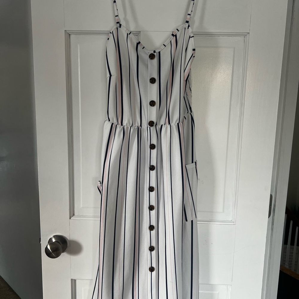 Alife Black and White Striped Maxi Dress